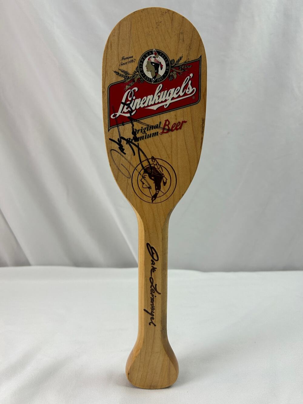 Leinenkugel's Jake Leinenkugel Signed Wood Beer Paddle Breweriana Advertising